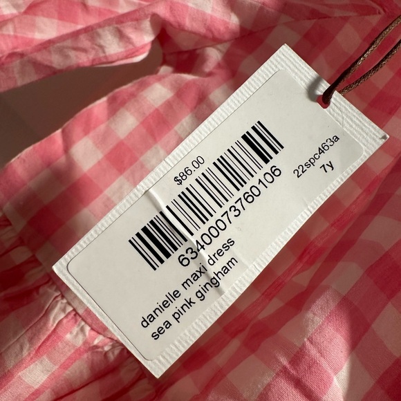 Pink Chicken- Pink White Gingham long/maxi Dress  - Size 7 Girls - NWT - Picture 5 of 6
